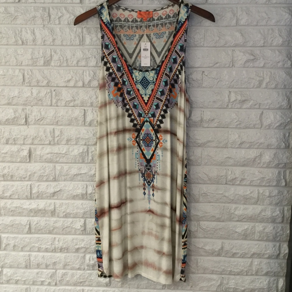 Beautiful beaded tie dye + tribal jersey dress